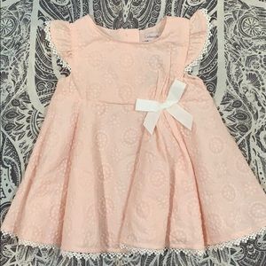 Adorable Pink Dress with White Lace Trim